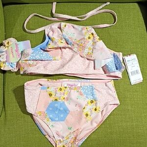 Magic Kids Floral Bikini Set - Pink and Blue